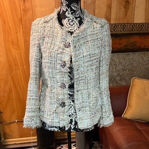 Elegant Tweed Jacket - Cream/pink